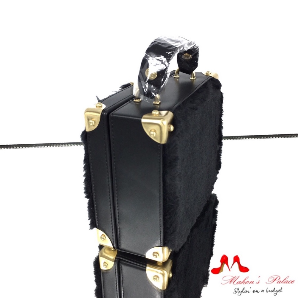 Sam Edelman Black Faux Leather/Fur Shoulder Bag - Picture 4 of 7